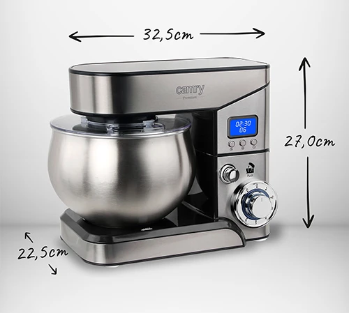 Plakiklis Camry | Planetary virtuvinis kombainas | CR 4223 | 2000 W | Greičių skaičius 6 | Bowl capacity 5 L | Sidabrinis