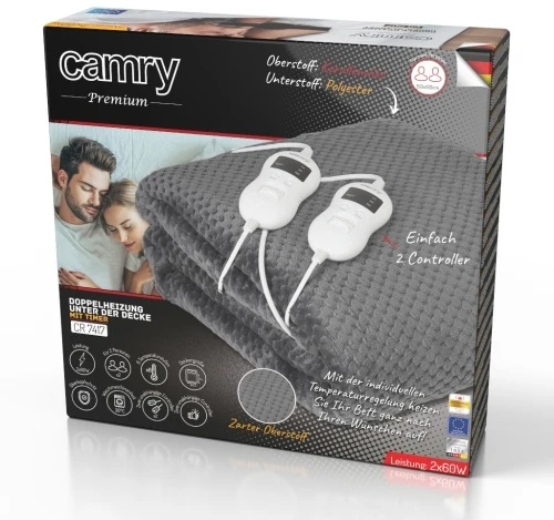 Šildoma antklodė Camry CR 7417, pilka
