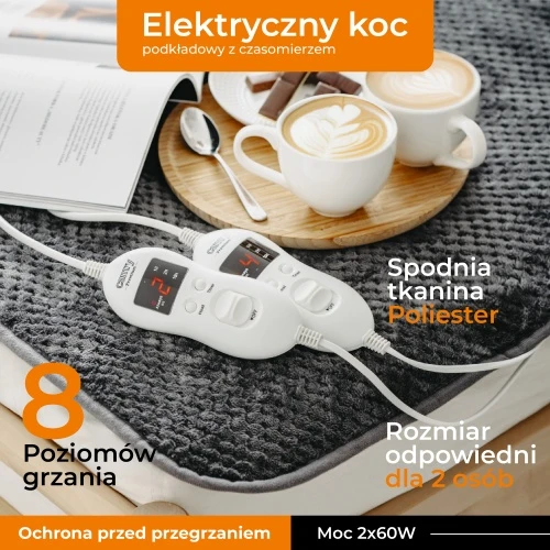 Šildoma antklodė Camry CR 7417, pilka