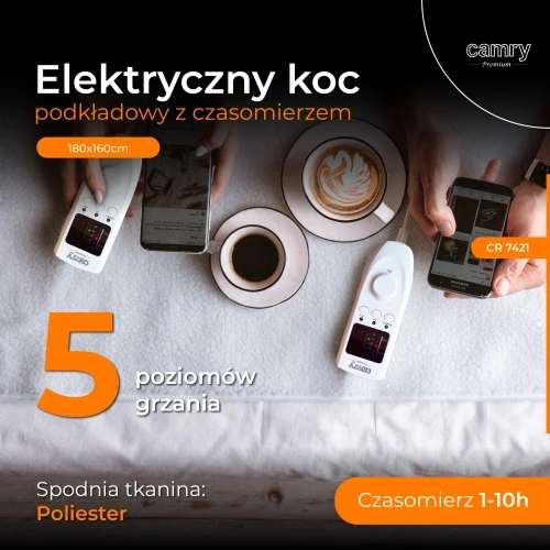 Šildoma antklodė Camry CR 7421, balta