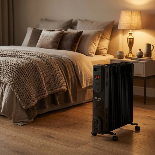 Adler Camry | Alyvos pripildytas radiatorius su nuotolinio valdymo pulteliu | CR 7814 | Alyva užpildytas radiatorius | 2500 W | Galios lygių skaičius 3 | Juodas