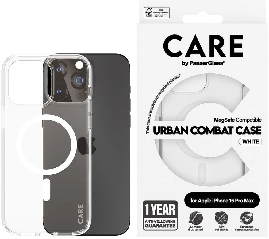Panzer Glass Dėklas CARE by PanzerGlass Flagship UrbanCombat Case iPhone 15 Pro Max 6,7" MagSafe balta/baltas 1420