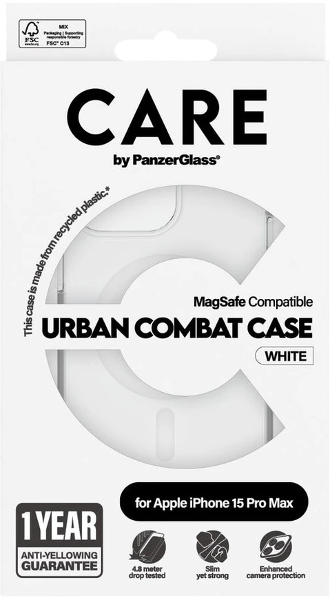 Panzer Glass Dėklas CARE by PanzerGlass Flagship UrbanCombat Case iPhone 15 Pro Max 6,7" MagSafe balta/baltas 1420
