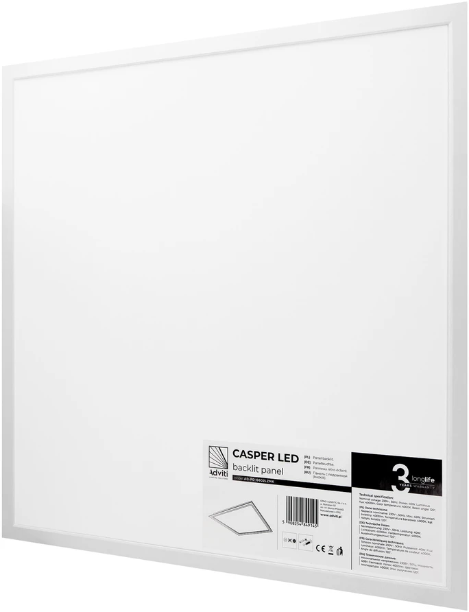 Lubinis šviestuvas ‎Adviti CASPER LED 40W apšviečiama panelė, 4000lm, IP20, 4000K