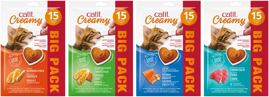 Catit - kreminis aukščiausios kokybės skanėstas katėms - su vištiena - 15 x 10 g