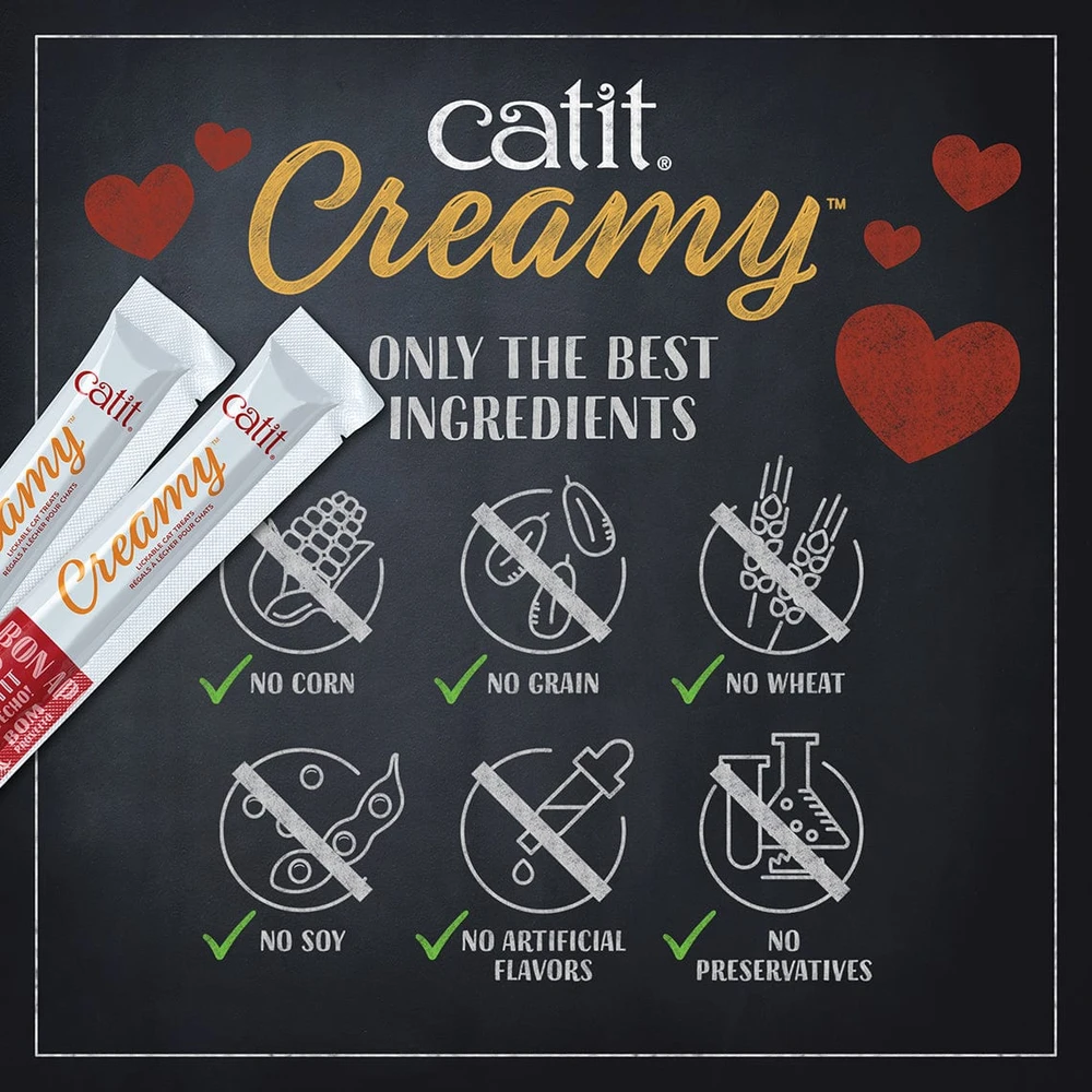 Catit - kreminis aukščiausios kokybės skanėstas katėms - lašiša su krevetėmis - mega pakuotė (50 x 10 g)