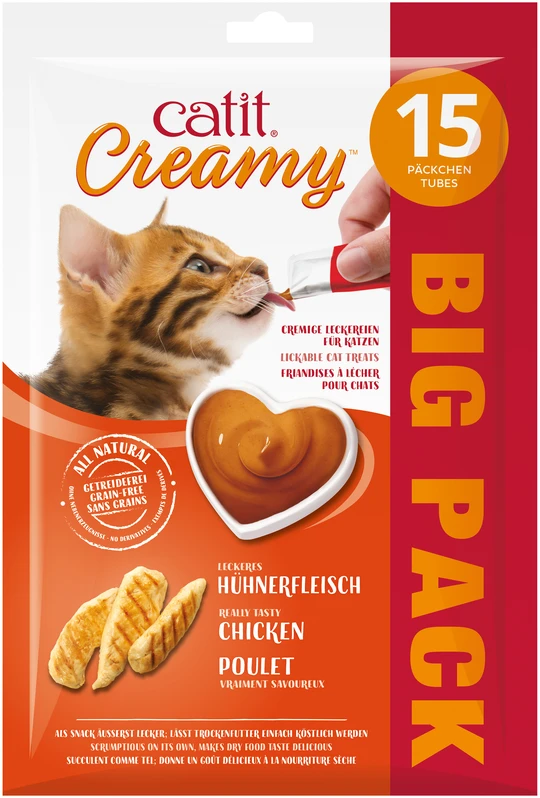 Catit - kreminis aukščiausios kokybės skanėstas katėms - su vištiena - 15 x 10 g