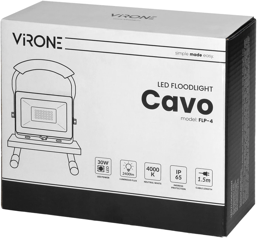 Orno CAVO nešiojamas LED prožektorius 30 W, ant trikojo, 2400 lm, IP65, 4000 K, su 1,5 m laidu