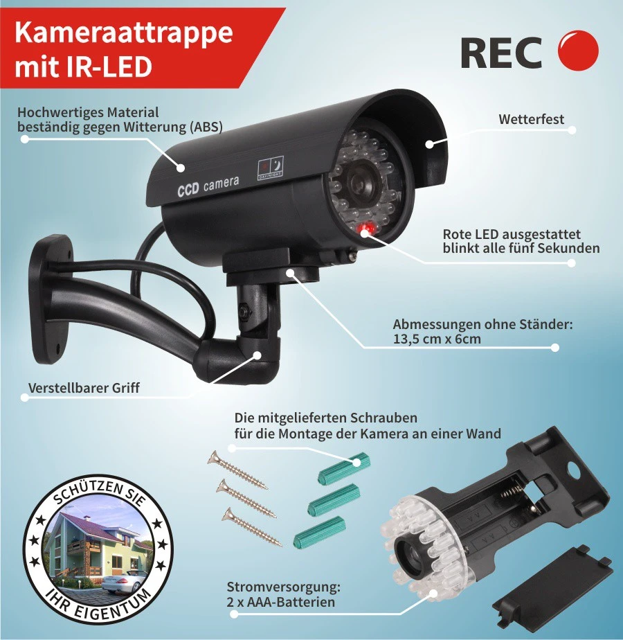 MACLEAN IR9000B CE IR9000B Security Camera Dummy IR LED, juodas