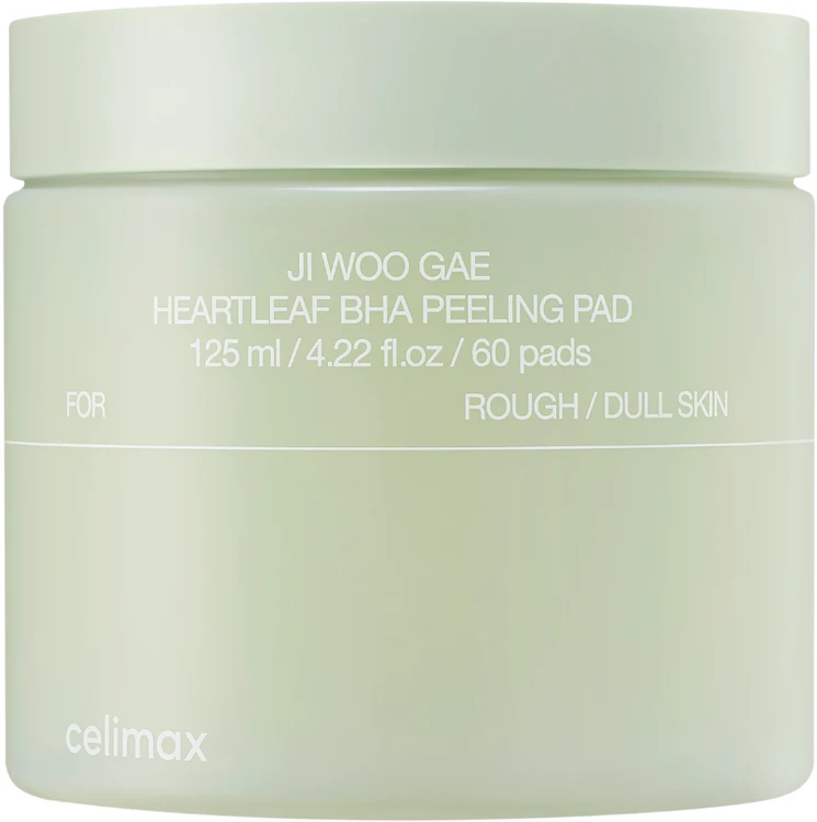 Celimax Ji Woo Gae Heartleaf BHA Peeling Pad padeliai visų tipų veido odai, 60 vnt.