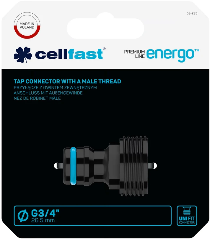 CELLFAST PRZYŁĄCZE NA KRAN 3/4" Z GWINTEM ZEWNĘTRZNYM ERGO