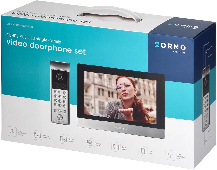 CERES Full HD, vienos šeimos vaizdo domofono komplektas, 4 laidų, 8 colių lietimui jautrus ekranas, Full HD, šifravimas