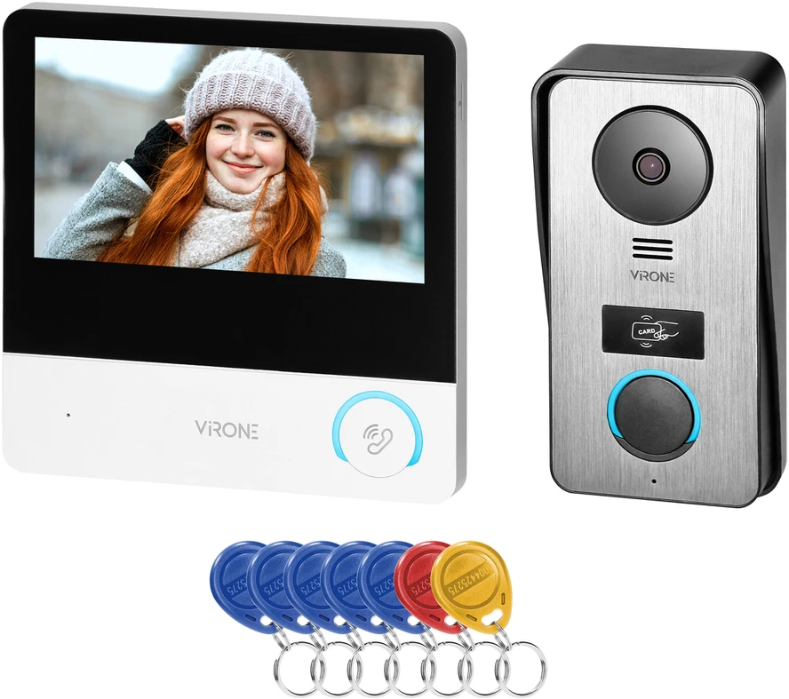 Orno CETI Full HD, vienos šeimos vaizdo domofono komplektas, 4 laidų, 7 colių lietimui jautrus ekranas, Full HD, RFID