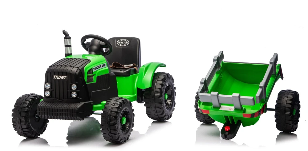 Lean Cars Akumuliatorinis traktorius su priekaba žalias