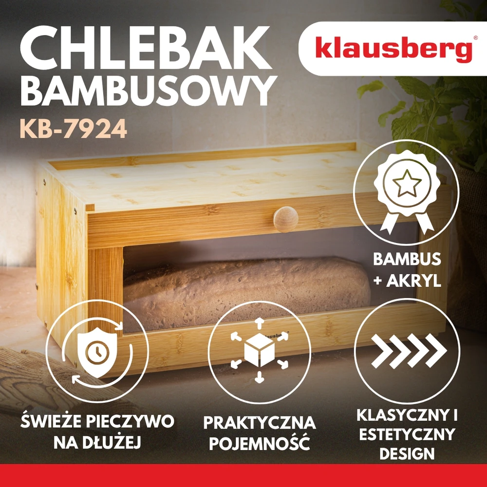 Chlebak Bambukinė duoninė, akrilinis priekis, 40 × 24,5 × 19 cm, Klausberg, kb-7924