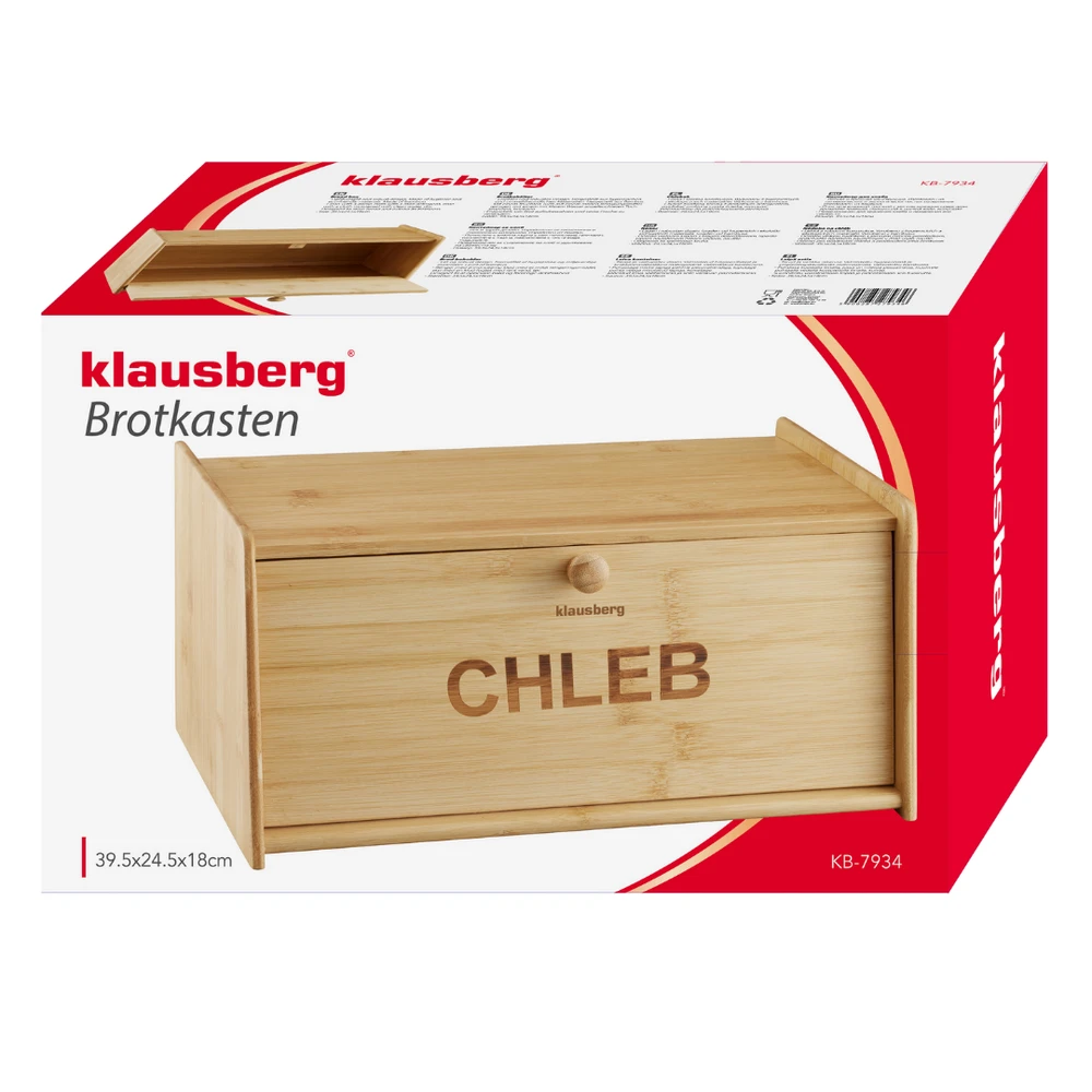 Chlebak Bambukinė duonos dėžutė, 39,5 × 24,5 × 18 cm, Klausberg, kb-7934