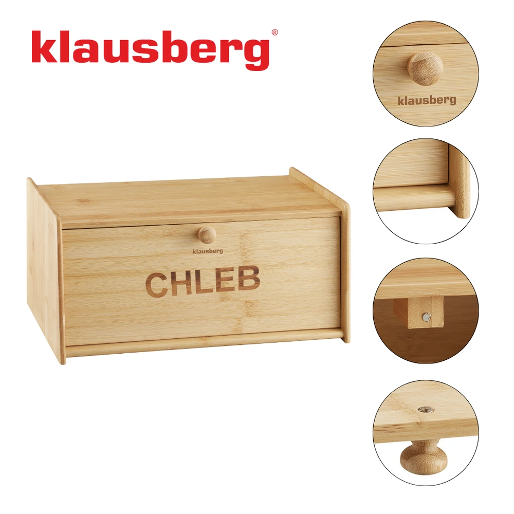 Chlebak Bambukinė duonos dėžutė, 39,5 × 24,5 × 18 cm, Klausberg, kb-7934