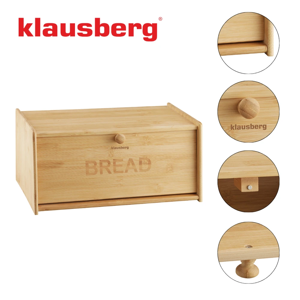 Chlebak Bambukinė duonos dėžutė, 39,5 × 24,5 × 18 cm, Klausberg, kb-7933