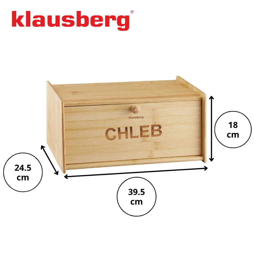 Chlebak Bambukinė duonos dėžutė, 39,5 × 24,5 × 18 cm, Klausberg, kb-7934