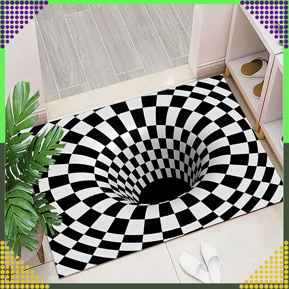 Chodnik Kilimas, Padėklas, Durų Kilimėlis su 3D Efektu, Iliuzija, Balta Skylė, 50x80cm