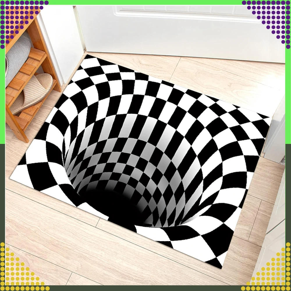 Chodnik Kilimas, Padėklas, Durų Kilimėlis su 3D Efektu, Iliuzija, Balta Skylė, 50x80cm