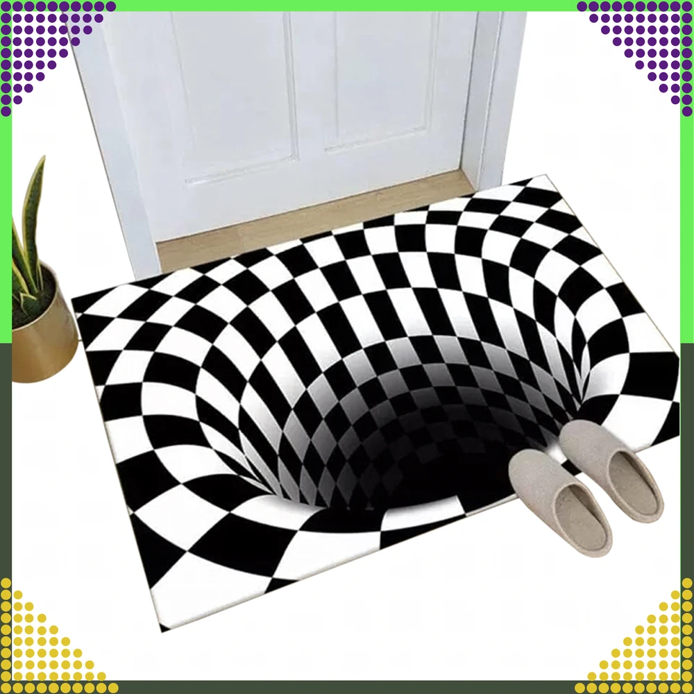 Chodnik Kilimas, Padėklas, Durų Kilimėlis su 3D Efektu, Iliuzija, Balta Skylė, 50x80cm