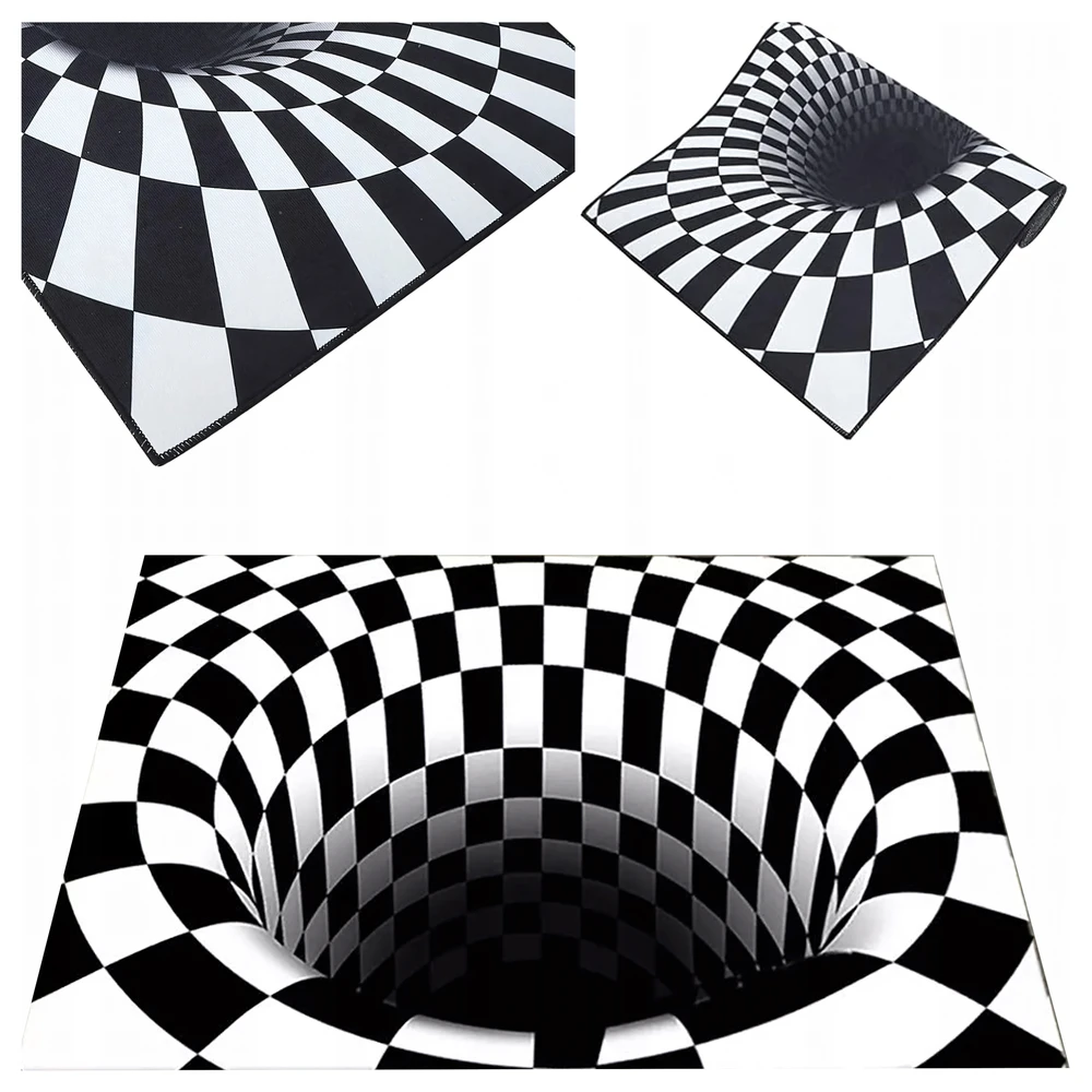 Chodnik Kilimėlis-durų kilimėlis su 3D efektu, iliuzija, balta skylė, 60x90 cm