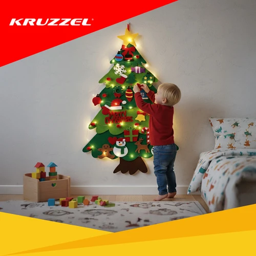 Kalėdinė eglutė iš veltinio su LED apšvietimu Kruzzel 26548
