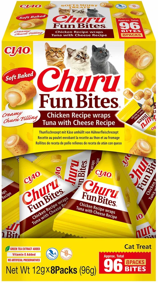 Churu - Cat Fun Bites tuno ir sūrio kąsneliai - 8 vnt. - po 14 gramų tūbelėje