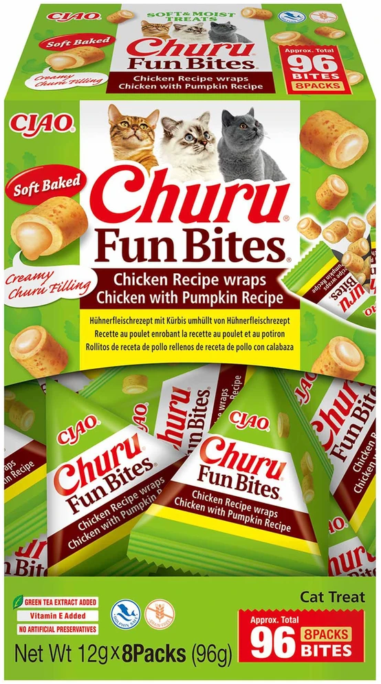 Churu - Cat Fun Bites vištienos ir moliūgų skonio traškučiai - 8 vnt.
