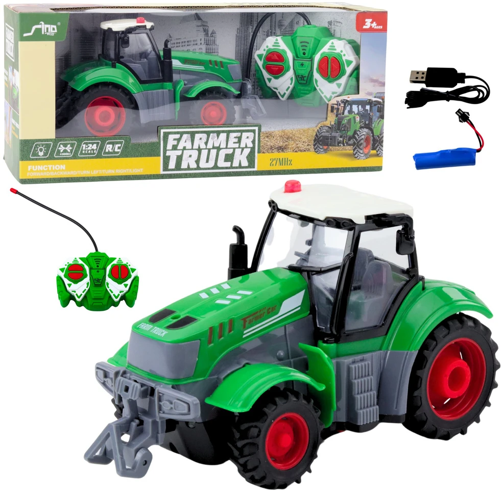 Lean Toys Nuotoliniu būdu valdomas žaislinis traktorius 1:24