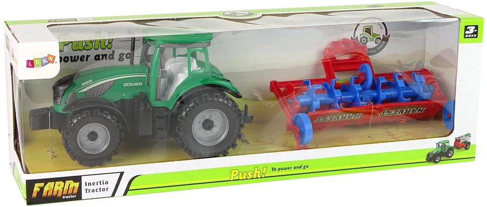 Žaislinis traktorius su priekaba Lean Toys