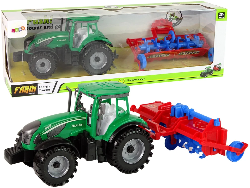 Žaislinis traktorius su priekaba Lean Toys