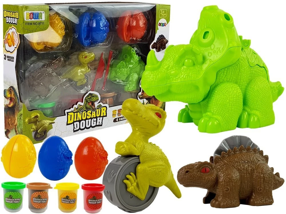 Ciastolina Modelino rinkinys vaikams su dinozaurų formelėmis, 12 dalių