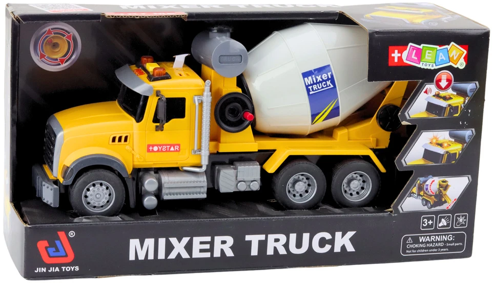 Lean Toys Žaislinis betono maišytuvas su šviesomis ir garsais