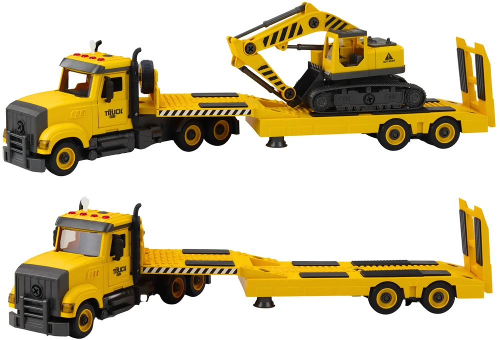 Lean Toys Sunkvežimis su vikšriniu ekskavatoriumi, šviesos ir garsai