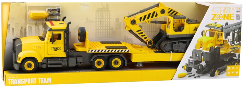 Lean Toys Sunkvežimis su vikšriniu ekskavatoriumi, šviesos ir garsai