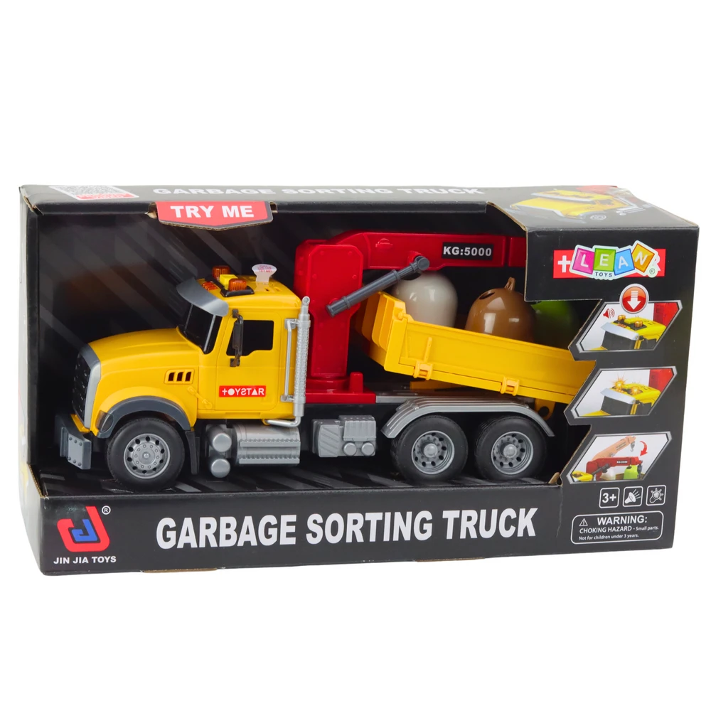Lean Toys Šiukšlių Rūšiavimo Sunkvežimis Su Konteineriais, Šviesomis Ir Garsu