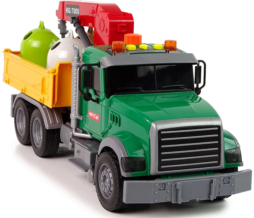 Lean Toys Sukžnkvežimis su kranu ir šiukšlinėm