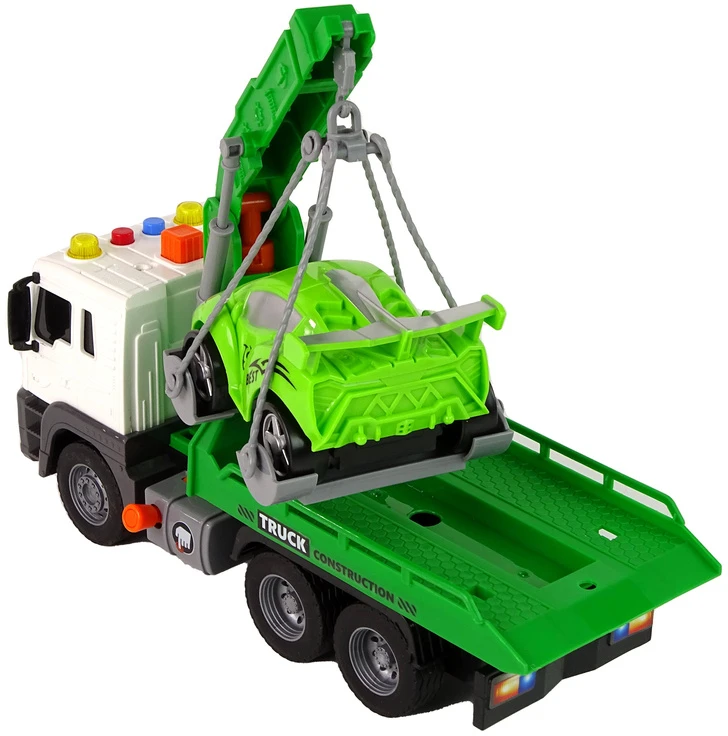 Lean Toys Žalios spalvos evakuatorius su garsu ir šviesomis, 1:16 mastelis