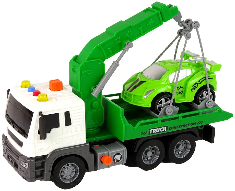 Lean Toys Žalios spalvos evakuatorius su garsu ir šviesomis, 1:16 mastelis