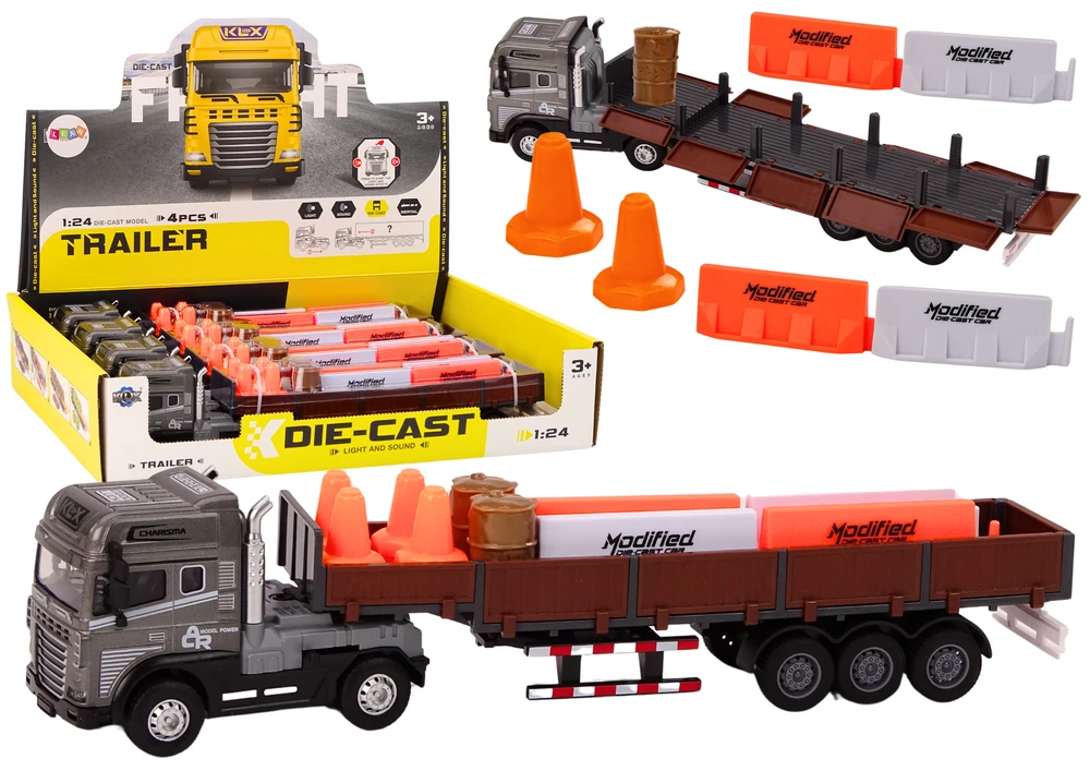 Lean Toys 1:24 Sunkvežimis su Priekaba ir Garso Efektais