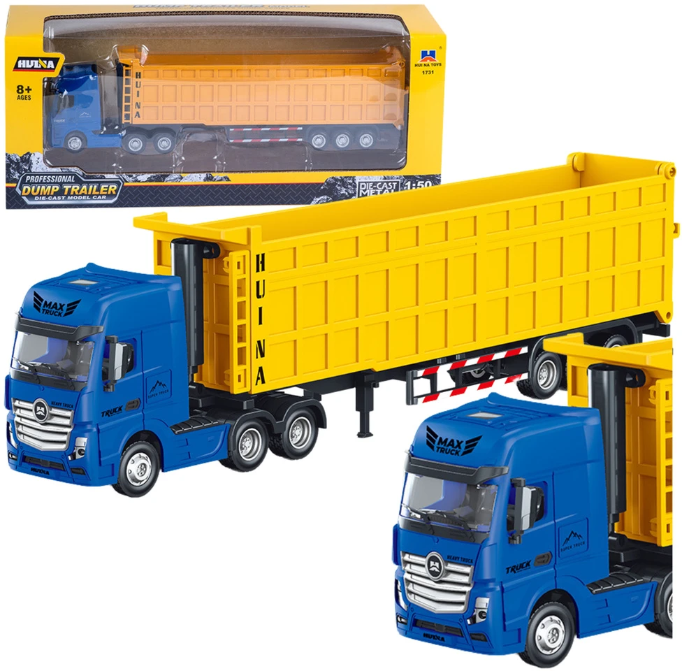 Huina Metalinio Sunkvežimio Modelis su Priekaba 1:50