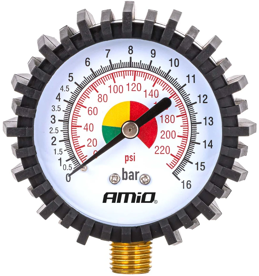 Mechaninis manometras su guminėmis apsaugomis 16 bar G 1/4″, AMIO-04467