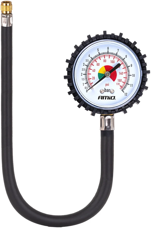 Mechaninis manometras su 30 cm žarna, 12 bar, AMIO-04468