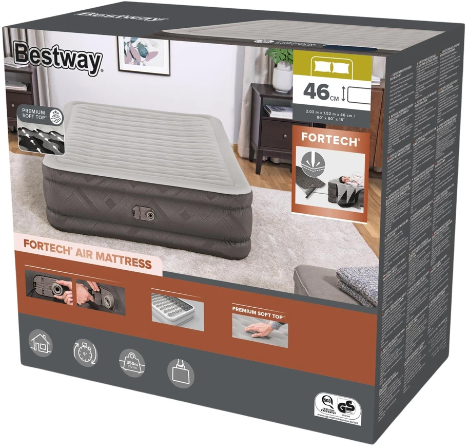 Bestway Fortech Pripučiamas čiužinys su įmontuota pompa, 203x152x46cm