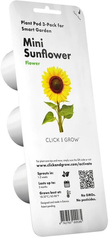 Click Grow „Click and Grow“ – išmaniojo sodo papildymas, 3 vnt. pakuotė – mini saulėgrąžos, 100 % be žiedadulkių ir lengvai auginamos – mini – geltonos