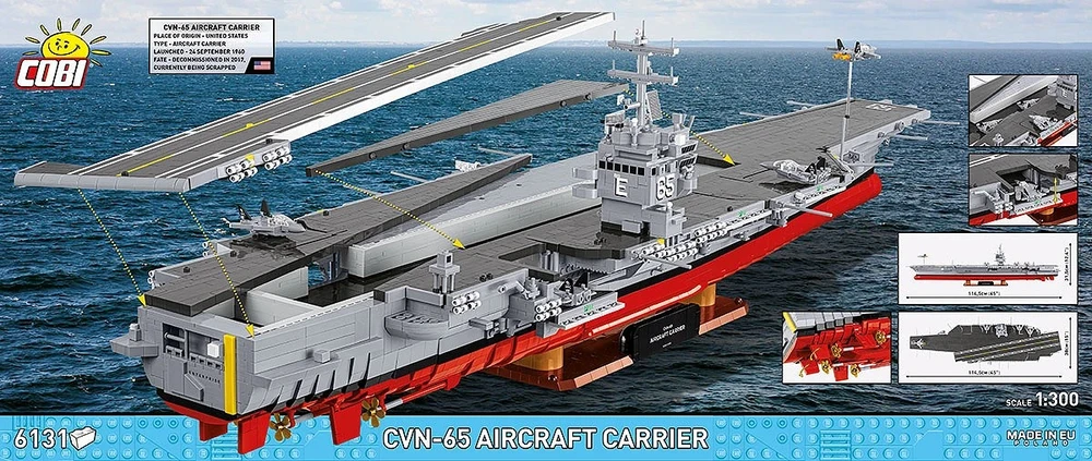 Cobi Konstruktoriaus kaladėlės CVN-65 lėktuvnešis, 6131 kaladėlių