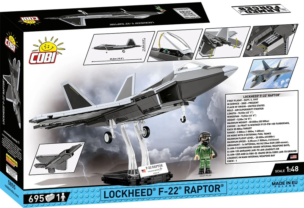 Cobi Klocki Ginkluotųjų pajėgų „Lockheed F-22 Raptor“ blokai