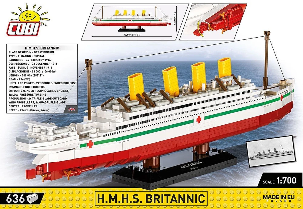 COBI HMHS Britannic laivo konstruktorius 1:700, 636 detalių